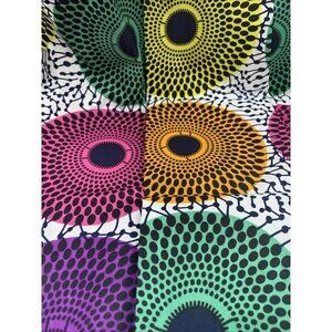 African Print Fabric Scarf for Women Orange Green Purple Pink Circle Print